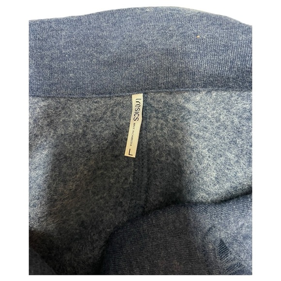 Tresics Double Breasted Button Up Sweatshirt Pointed Collar Long Sleeve Blue L - Picture 8 of 11